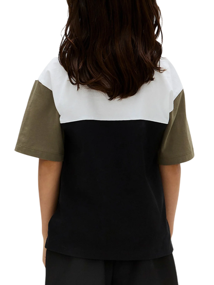 Calvin Klein T-shirt bambino colorblock nero bianco verde