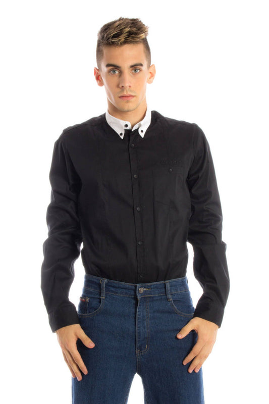 Papete Camicia Maniche Lunghe Uomo Nero"" - mem39