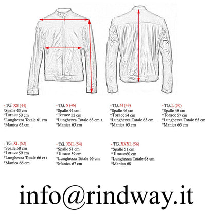 Giacca Biker In Vera Pelle Nera Uomo Slim Quattro Tasche Rindway